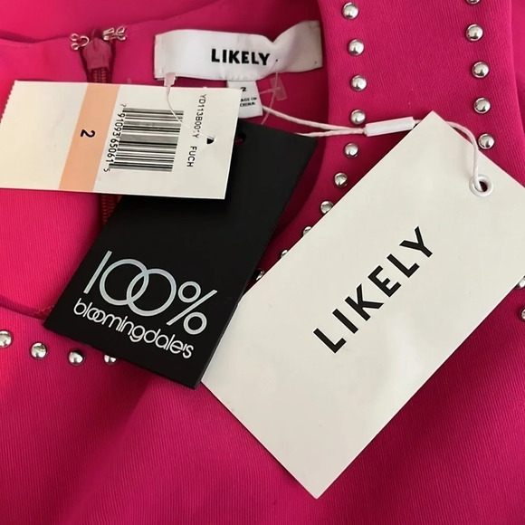 Likely Studded Sleeveless Manhattan Dress in Fuchsia - NEW - Size 2 - Picture 6 of 8